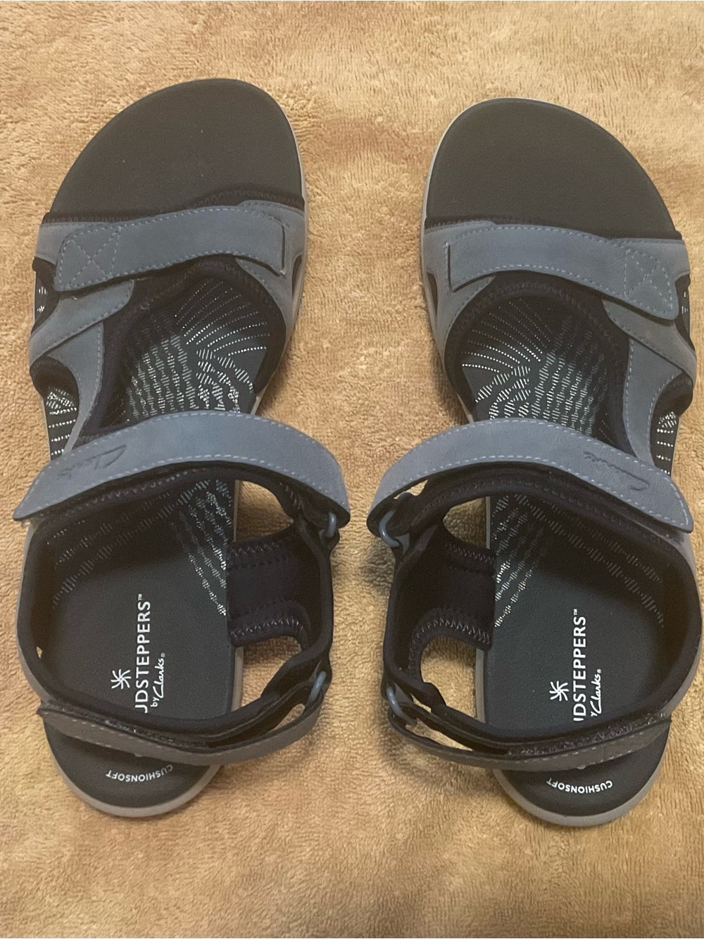 Clarks Navy and Black Women's Adjustable Strap Sandals